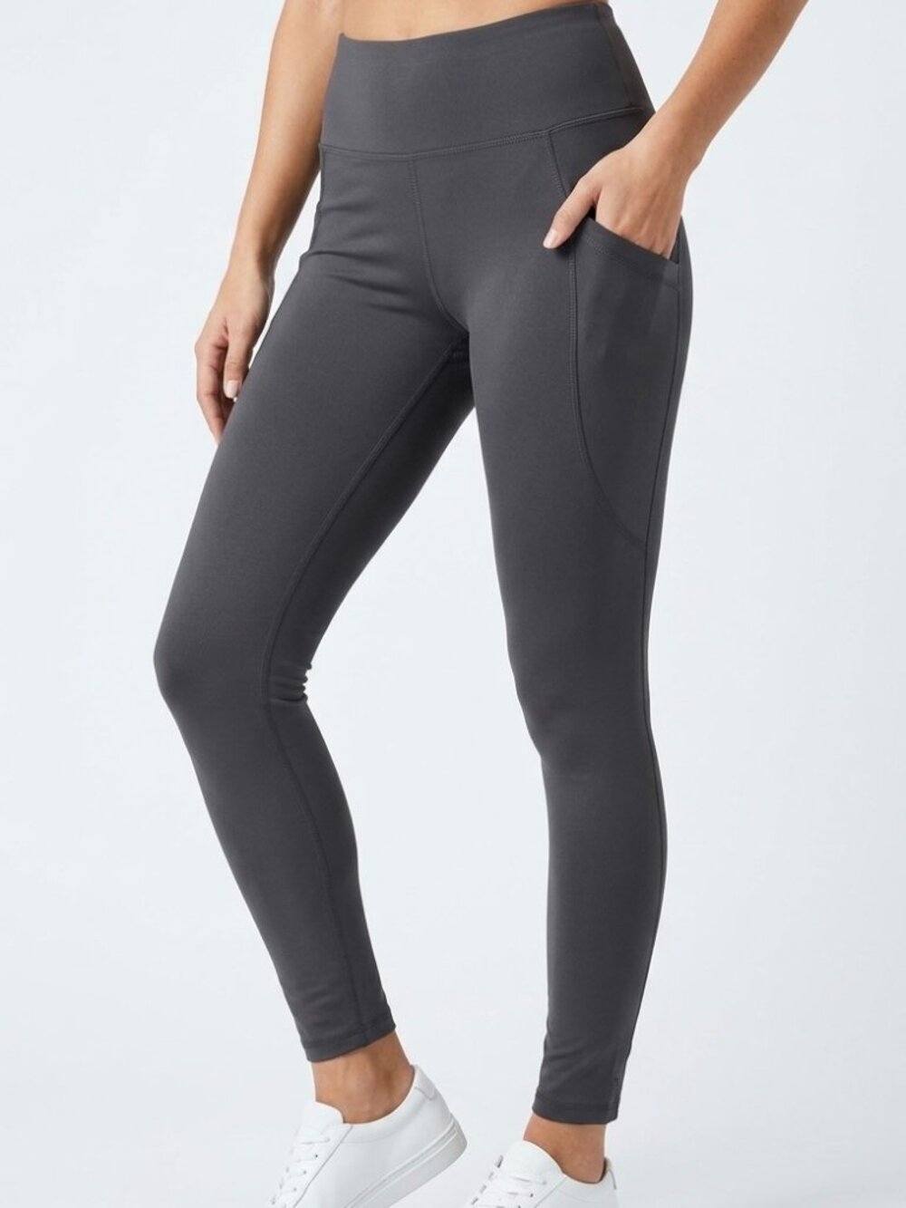 Forever‎ 21 Charcoal Gray High-Waist Leggings Side Pockets